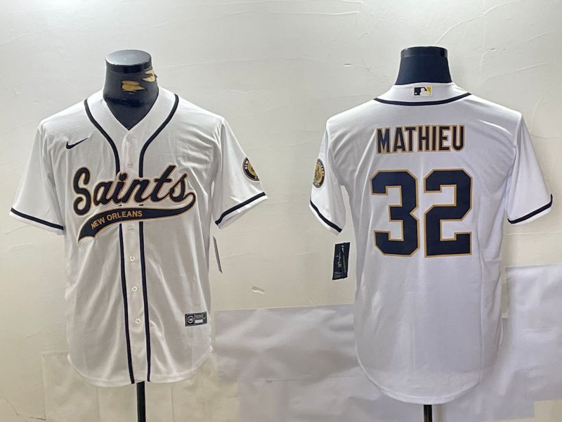 Men New Orleans Saints #32 Mathieu White Joint Name 2024 Nike Limited NFL Jersey style 2